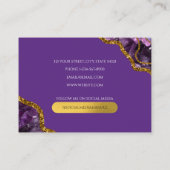 パープル&金ゴールドアゲートゲードグリッターモノグラムマーブル 名刺 (裏面)