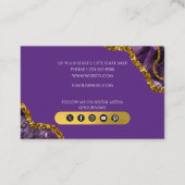 パープル&金ゴールドアゲートゲードグリッターモノグラムマーブル 名刺 (裏面)