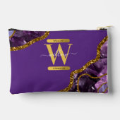 パープル&金ゴールドアゲートゲードグリッターモノグラム アクセサリーポーチ (裏面)