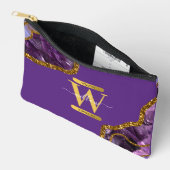 パープル&金ゴールドアゲートゲードグリッターモノグラム アクセサリーポーチ (見開き)