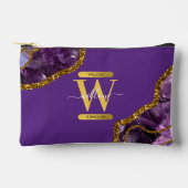 パープル&金ゴールドアゲートゲードグリッターモノグラム アクセサリーポーチ (正面)