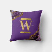 パープル&金ゴールドアゲートゲードグリッターモノグラム クッション (裏面)
