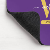 パープル&金ゴールドアゲートゲードグリッターモノグラム マウスパッド (コーナー)