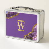 パープル&金ゴールドアゲートゲードグリッターモノグラム メタルランチボックス (裏面)