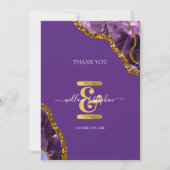 パープル&金ゴールドアゲートゲードグリッター結婚ズ サンキューカード (正面)