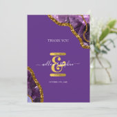 パープル&金ゴールドアゲートゲードグリッター結婚ズ サンキューカード (スタンド正面)