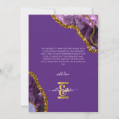 パープル&金ゴールドアゲートゲードグリッター結婚ズ サンキューカード (裏面)