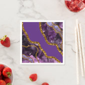 パープル&金ゴールドアゲートゲードグリッター スタンダードカクテルナプキン (インサイチュ)