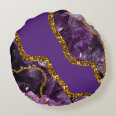 パープル&金ゴールドアゲートゲードグリッター ラウンドクッション (裏面)