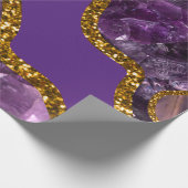 パープル&金ゴールドアゲートゲードグリッター ラッピングペーパー (角)