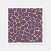 パープル&金ゴールドキリンプリントパターンデクページ スタンダードカクテルナプキン (正面)