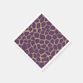 パープル&金ゴールドキリンプリントパターンデクページ スタンダードカクテルナプキン (角)