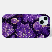 パープル&金ゴールドクリスマスオーナメントPOINTSETTIAS Case-Mate iPhoneケース (裏面 (横))