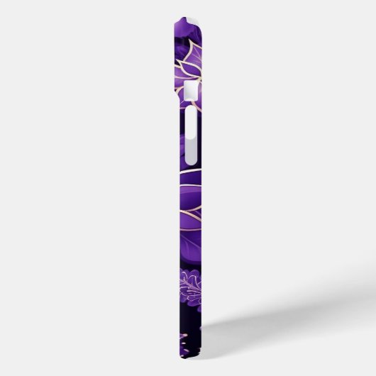 パープル&金ゴールドクリスマスオーナメントPOINTSETTIAS Case-Mate iPhoneケース (裏面 / 左)