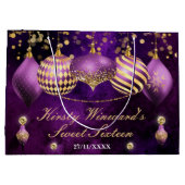 パープル&金ゴールドクリスマスボーブルスイート16 ラージペーパーバッグ (裏面)