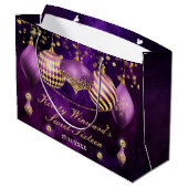 パープル&金ゴールドクリスマスボーブルスイート16 ラージペーパーバッグ (裏面アングル)