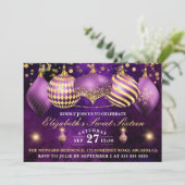 パープル&金ゴールドクリスマスボーブルスイート16 招待状 (スタンド正面)