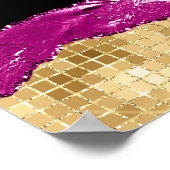 パープル&金ゴールドグラムティアーズ誕生日ウェルカム ポスター (角)