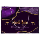 パープル&金ゴールドグリッターアゲイト甘い16ありがとう ラージペーパーバッグ (裏面)