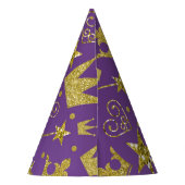 パープル&金ゴールドグリッターガールズプリンセスパーティー パーティーハット (裏面)