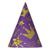 パープル&金ゴールドグリッターガールズプリンセスパーティー パーティーハット (左)