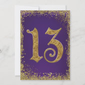 パープル&金ゴールドグリッタークラウンスウィート13パーティー 招待状 (裏面)