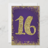 パープル&金ゴールドグリッタークラウンスウィート16パーティー 招待状 (裏面)