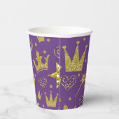 パープル&金ゴールドグリッタースパークルプリンセス誕生日 紙コップ (右)