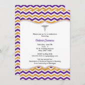 パープル&金ゴールドグリッターナース卒業RN BSN 招待状 (正面/裏面)