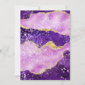 パープル&金ゴールドグリッターマーブルアゲ結婚ートズ 招待状 (裏面)