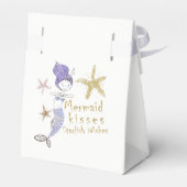 パープル&金ゴールドグリッターマーメイド誕生日パーティーのお願い フェイバーボックス (裏面サイド)