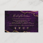 パープル&金ゴールドグリッター水彩金箔アゲート 名刺 (裏面)