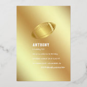 パープル&金ゴールドサッカー誕生日シャルボード 箔招待状 (裏面)