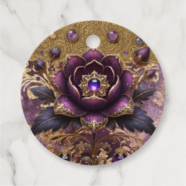 パープル&金ゴールドジュエリードサンキューラベル フェイバータグ