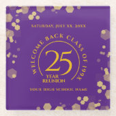 パープル&金ゴールドスクールカレッジ懇親会 ガラスコースター (正面)