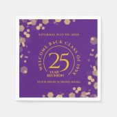 パープル&金ゴールドスクールカレッジ懇親会 スタンダードカクテルナプキン (正面)