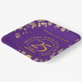 パープル&金ゴールドスクールカレッジ懇親会 ペーパープレート (傾斜あり)