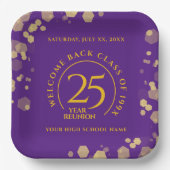 パープル&金ゴールドスクールカレッジ懇親会 ペーパープレート (正面)