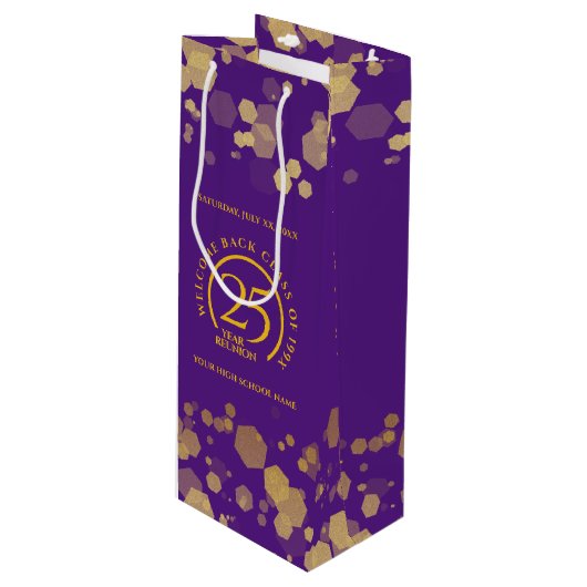 パープル&金ゴールドスクールカレッジ懇親会 ワインギフトバッグ (正面アングル)