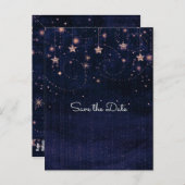 パープル&金ゴールドスターお洒落リー 案内ポストカード (正面/裏面)