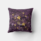 パープル&金ゴールドスターズスクエア装飾用クッション クッション (裏面)