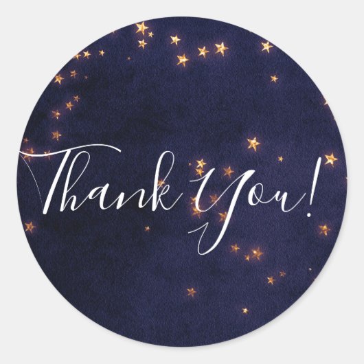 パープル&金ゴールドスターズ天空パーティーの好意 ラウンドシール (正面)