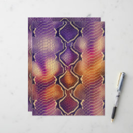パープル&金ゴールドスネークスキンパターンスクラップブック紙