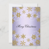 パープル&金ゴールドスノーフレーククリスマスホリデーパーティー 招待状 (裏面)