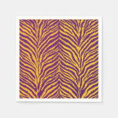 パープル&金ゴールドタイガーストライプのパターンの切り離し スタンダードカクテルナプキン (正面)