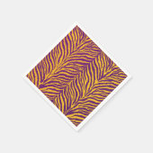 パープル&金ゴールドタイガーストライプのパターンの切り離し スタンダードカクテルナプキン (角)