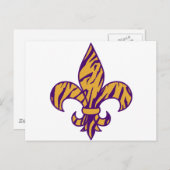 パープル&金ゴールドタイガーストライプの(紋章の)フラ・ダ・リ ポストカード (正面/裏面)