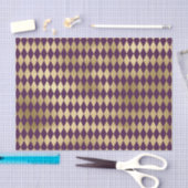 パープル&金ゴールドダイヤアーガイルン 薄葉紙 (クラフト)