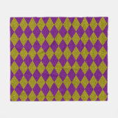 パープル&金ゴールドダイヤモンドグリッター フリースブランケット (正面(横))