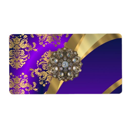 パープル&金ゴールドダマスク ラベル (正面)